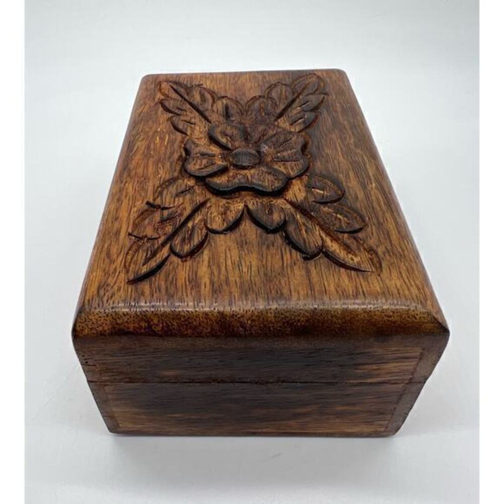 Beautiful handmade carved vintage wooden box